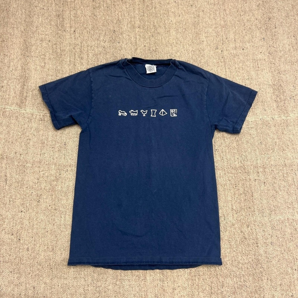Vintage Keith Haring Pop Art Shirt Mens Small Blue 1990s USA